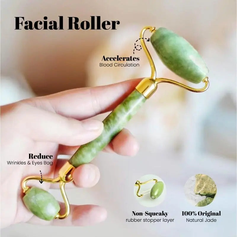 Set d’outils de massage facial Jade Roller & Gua Sha SecretsBeaute