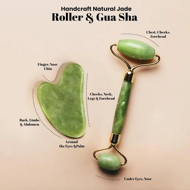 Set d’outils de massage facial Jade Roller & Gua Sha SecretsBeaute