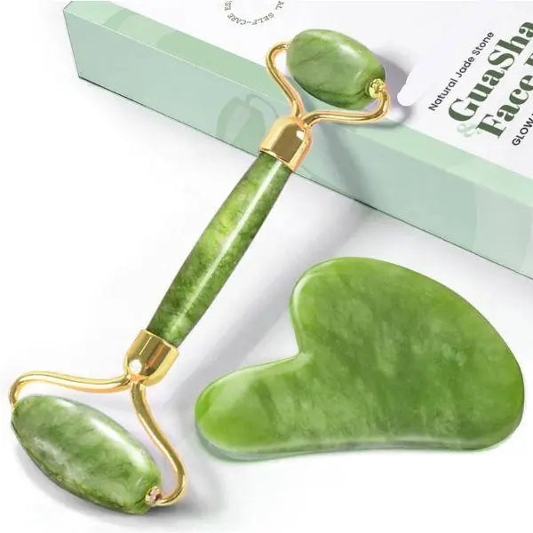 Set d’outils de massage facial Jade Roller & Gua Sha SecretsBeaute